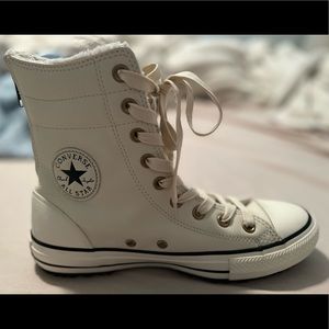 White Converse High Top Fur - Womens Size 9